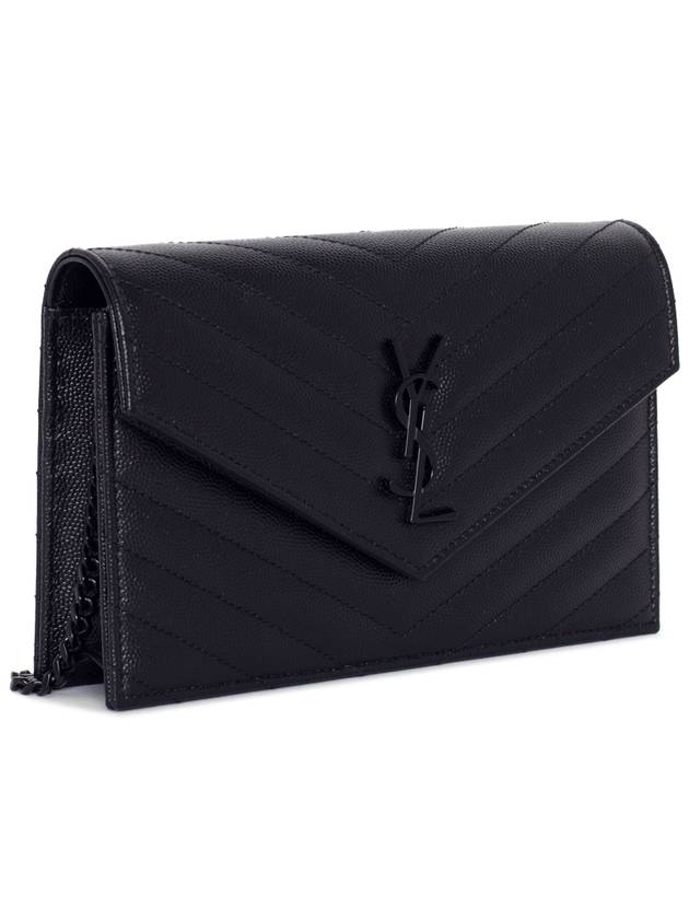 Monogram Envelope Chain Small Wallet Cross Bag Black - SAINT LAURENT - BALAAN 3