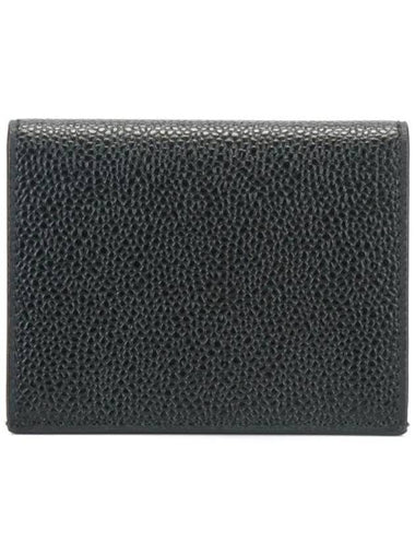 Pebble Grained Leather Double Card Wallet Black - THOM BROWNE - BALAAN 1