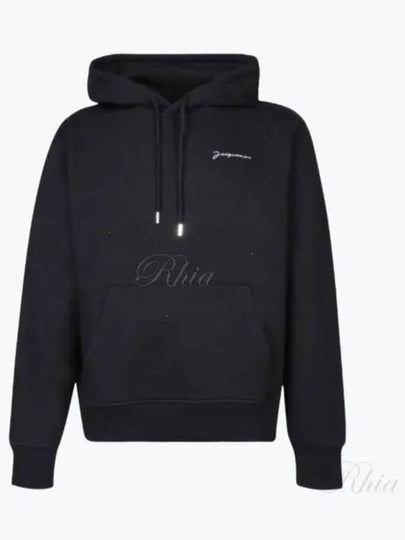 Le Brode Embroidered Logo Cotton Hoodie Black - JACQUEMUS - BALAAN 2