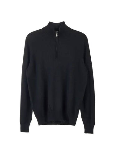 Half Zip Cashmere Knit Top Black - BRUNELLO CUCINELLI - BALAAN 1