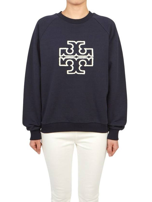 Logo Applique Sweatshirt Navy - TORY BURCH - BALAAN 2