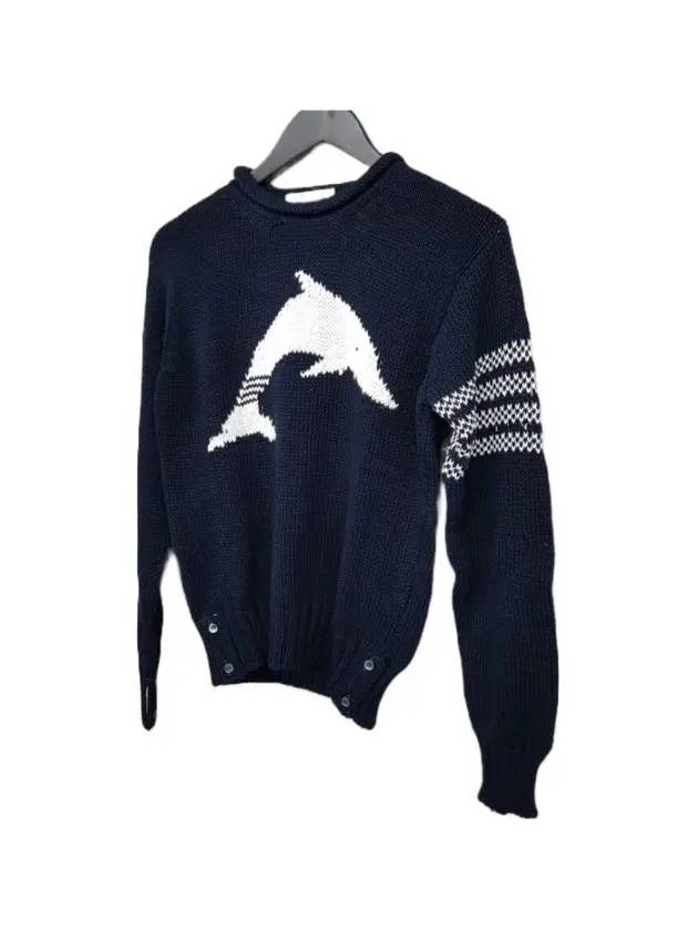 Dolphin Classic Crew Neck Pullover Knit Top Navy - THOM BROWNE - BALAAN 4