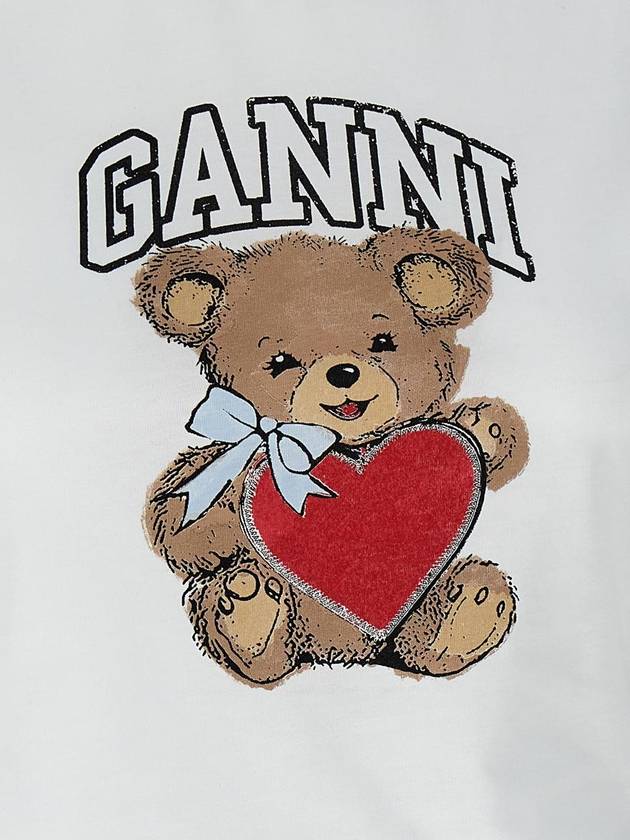 Basic Jersey Bear Print Short Sleeve T-Shirt White - GANNI - BALAAN 5