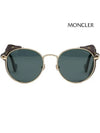 Eyewear Round Metal Leather Strap Sunglasses Gold - MONCLER - BALAAN 4