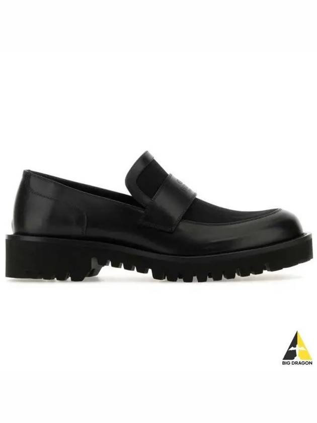 V Logo Chain Leather Loafers Black - VALENTINO - BALAAN 2