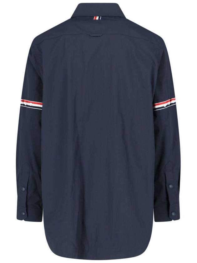 Three Stripes Armband Nylon Long Sleeve Shirt Navy - THOM BROWNE - BALAAN 3