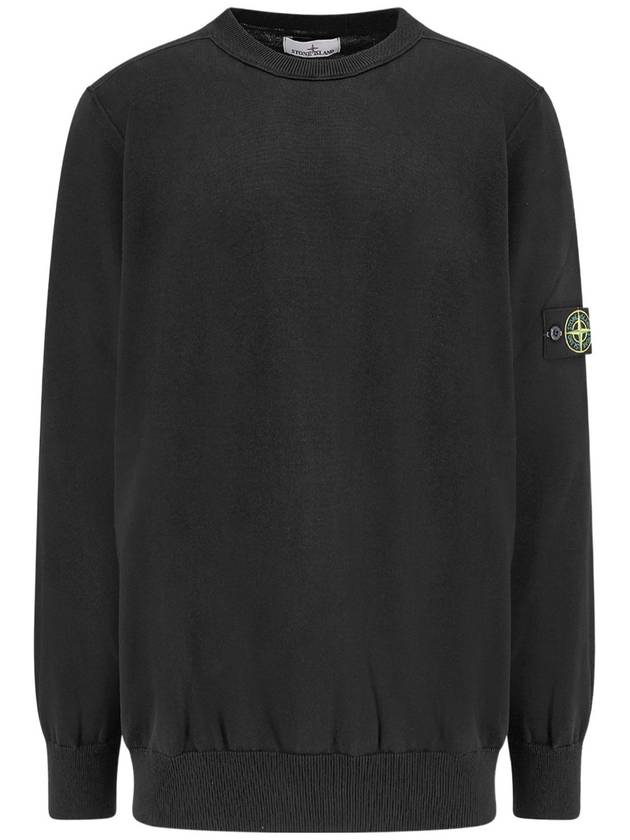 5100053 Soft Organic Cotton Small Roll Details Crewneck Sweatshirt Black - STONE ISLAND - BALAAN 3