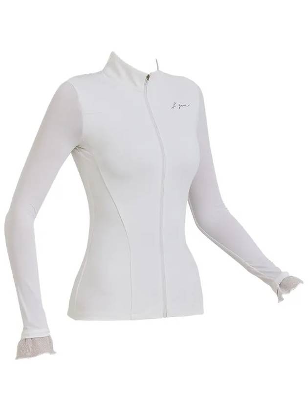 Golf Wear Open Zipper Cooling T-Shirt White - J JANE - BALAAN 3