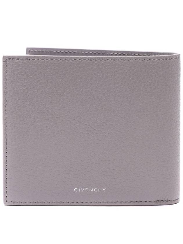 Metal Logo Grained Leather Bifold Wallet Gray - GIVENCHY - BALAAN.