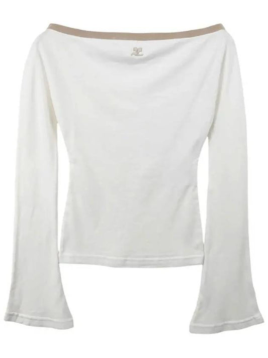 Off-Shoulder Long Sleeve T-Shirt White - COURREGES - BALAAN 2