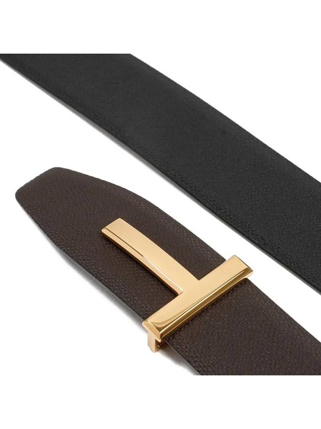 T Buckle Reversible Leather Belt Brown - TOM FORD - BALAAN 5