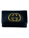 162763 496334 Gold GG Logo Black 3fold Key Case - GUCCI - BALAAN 1
