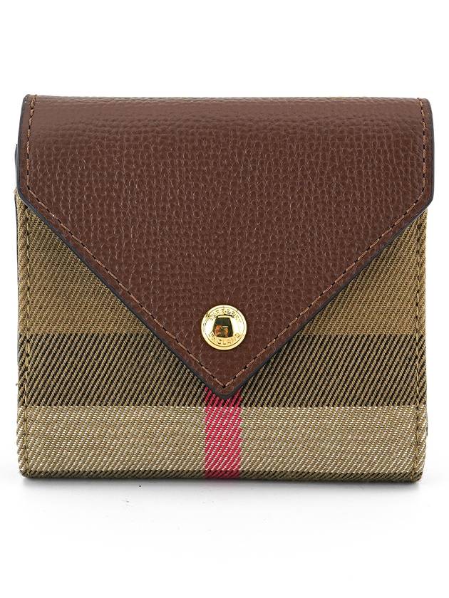 Women's Half Wallet 80731471 Tan Leather Fabric Lira Recommended - BURBERRY - BALAAN 1