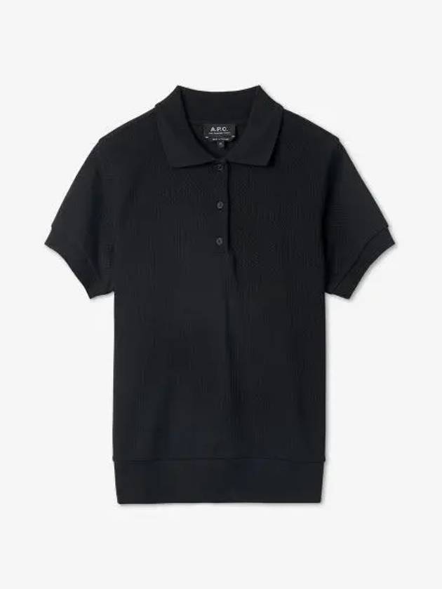 Knit Short Sleeve Polo Shirt Black - A.P.C. - BALAAN 2