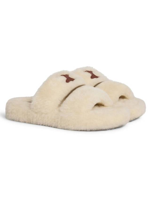 Triomphe Shearling Fur Slippers Brown Beige - CELINE - BALAAN 2