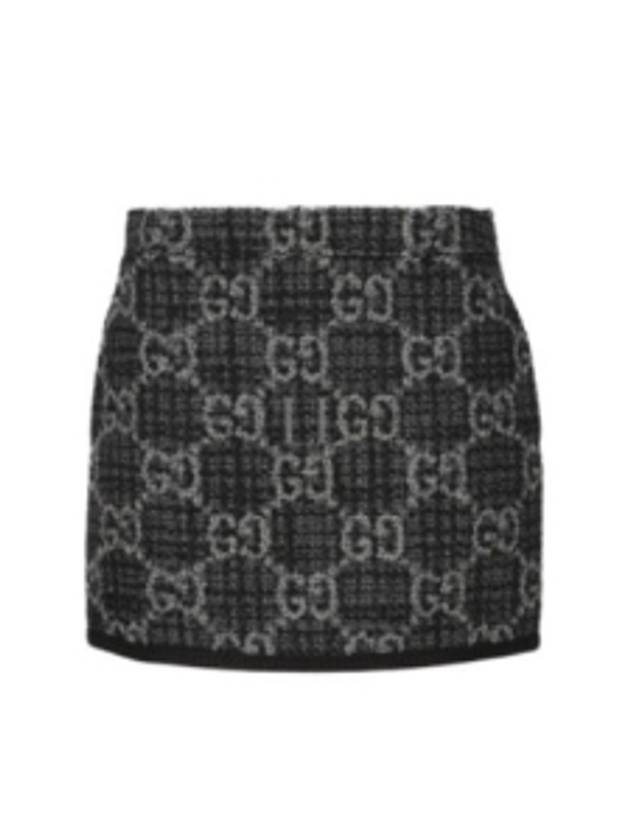 Women's GG Monogram Tweed A-Line Skirt Dark Grey - GUCCI - BALAAN 2