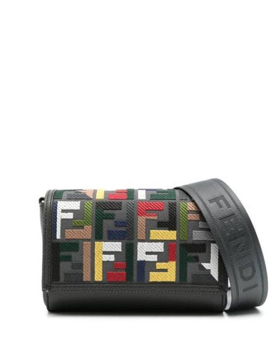 Compact FF Embroidered Messenger Bag Grey - FENDI - BALAAN 1