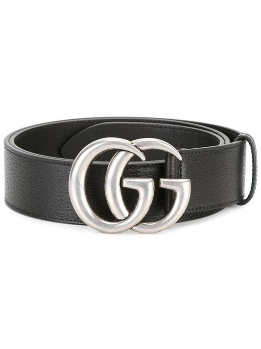 GG Marmont Double Buckle Belt Black Silver - GUCCI - BALAAN.