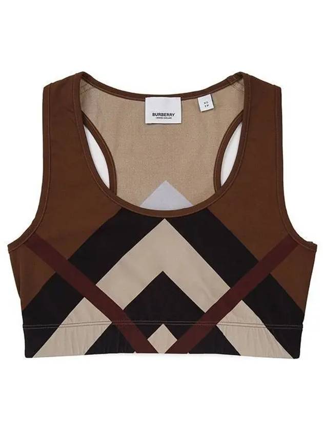 Check Print Cropped Sleeveless Brown - BURBERRY - BALAAN 2