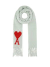 Heart Logo Oversized Wool Fringe Scarf Pale Green - AMI - BALAAN 2