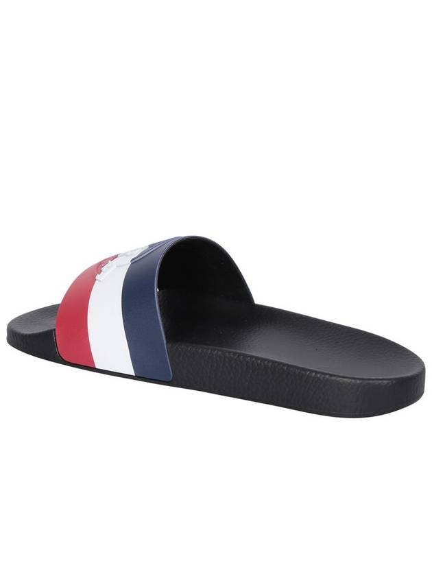 Basil Logo Emboss Striped Slippers Black - MONCLER - BALAAN 4