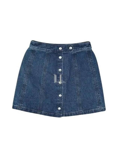 Women's Poppy Front Button Denim A-Line Skirt Blue - A.P.C. - BALAAN 2