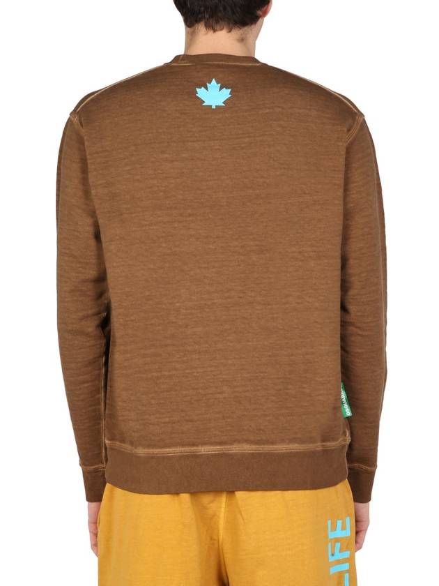 One Life Logo Print Sweatshirt Brown - DSQUARED2 - BALAAN 4