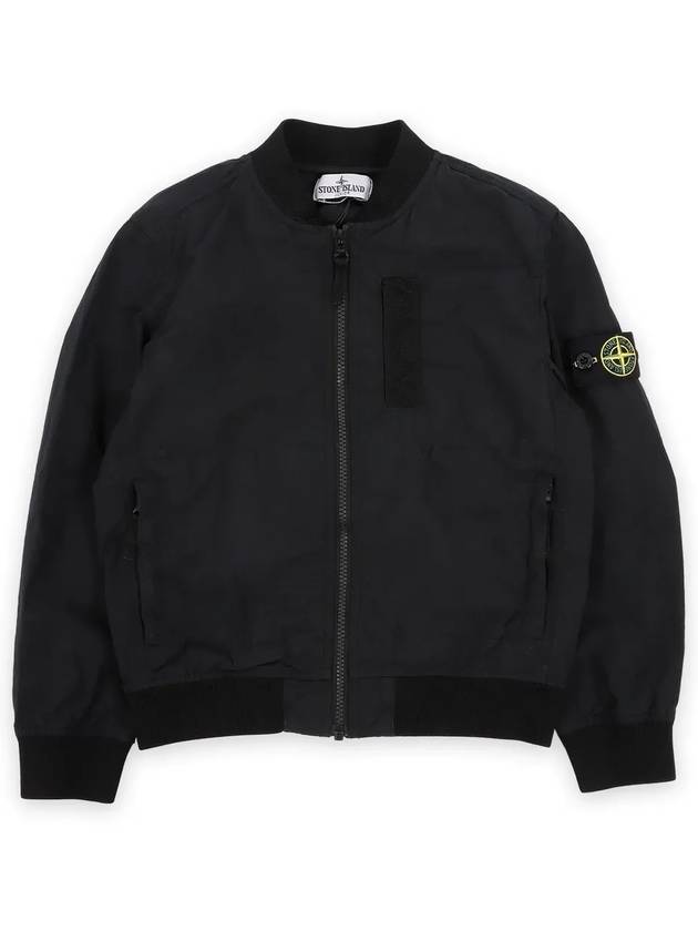 Kids Garment Dyed Cotton Nylon Bomber Jacket Black - STONE ISLAND - BALAAN 4