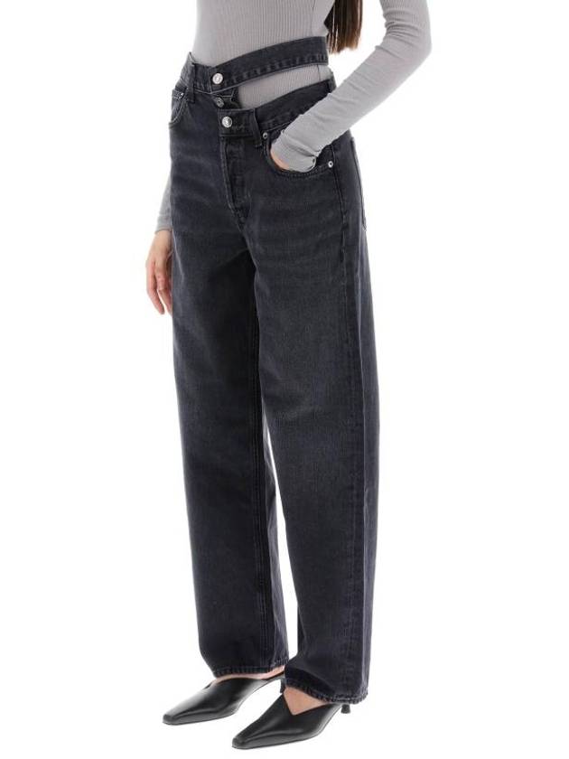 WoMen's Broken Waistband Straight Jeans Black - AGOLDE - BALAAN 5