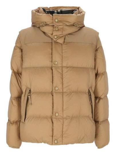 Logo Patch Hooded Down Padding Beige - BURBERRY - BALAAN 2