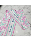 CC Logo Flower Pattern Print Silk Slim Bandeau Twilly Petite Scarf Pink AA8141 - CHANEL - BALAAN 6