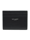 Smooth Leather Classic Logo Card Wallet Black - SAINT LAURENT - BALAAN 2