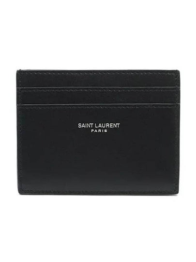 Smooth Leather Classic Logo Card Wallet Black - SAINT LAURENT - BALAAN 2