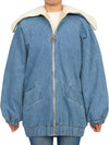 Big Neck Shearling Denim Jacket Light Blue - PATOU - BALAAN 5