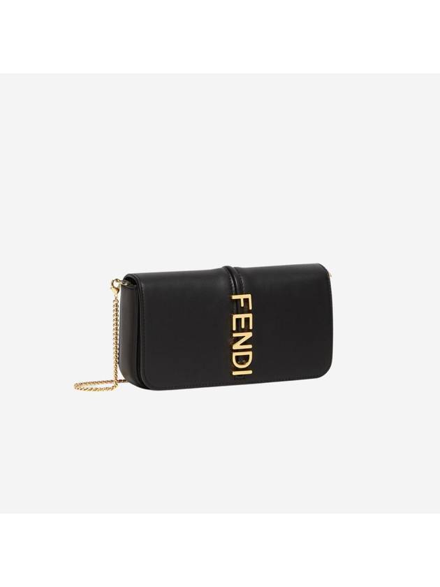 Graphy Chain Leather Long Wallet Black - FENDI - BALAAN 3