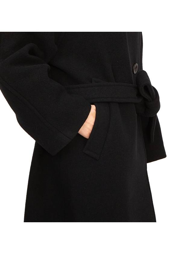 High-Neck Belted Wool Single Coat Black - ACNE STUDIOS - BALAAN 8