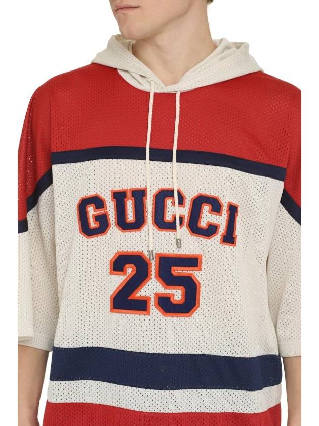 GG Perforated Hoodie White Red - GUCCI - BALAAN 2