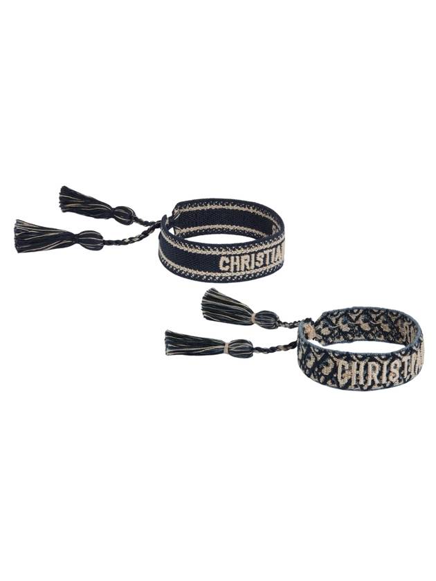 Embroidered Logo Bracelet Set Navy - DIOR - BALAAN 1