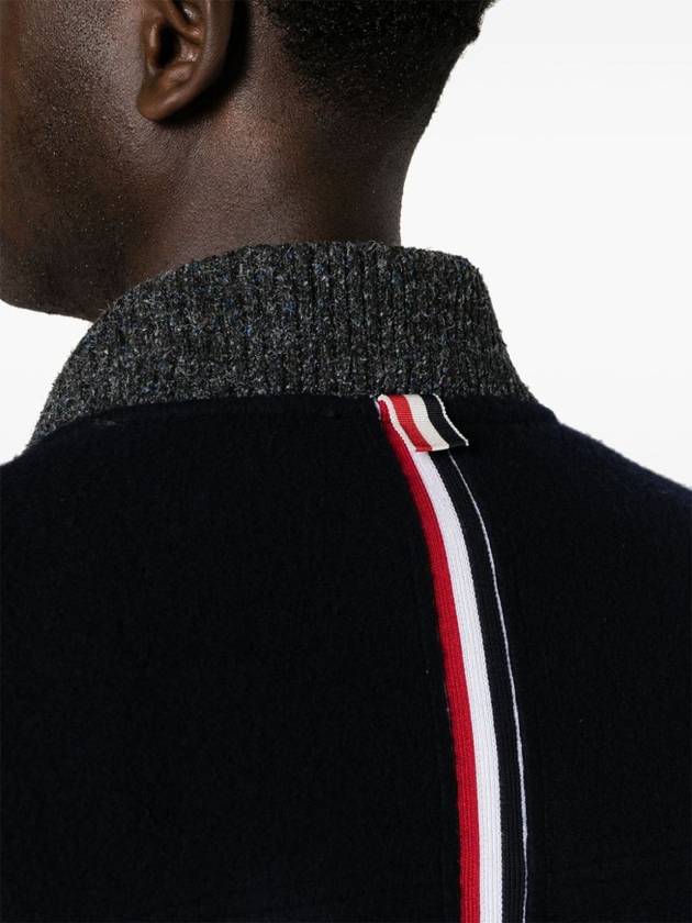 Fleece Stripe Wool Bomber Jacket Navy - THOM BROWNE - BALAAN 6