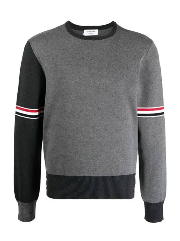 RWB Striped Crew Neck Knit Top Grey - THOM BROWNE - BALAAN 2