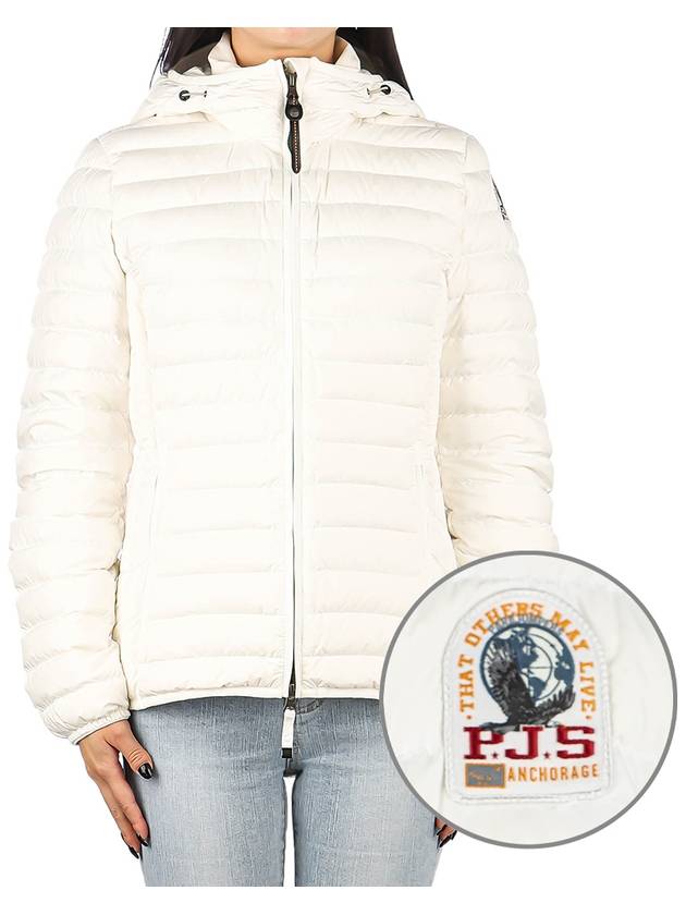 Women Juliet Logo Patch Hooded Zipper Padded Off White - PARAJUMPERS - BALAAN 2