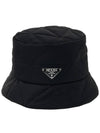 Triangle Logo Nylon Bucket Hat Black - PRADA - BALAAN 3