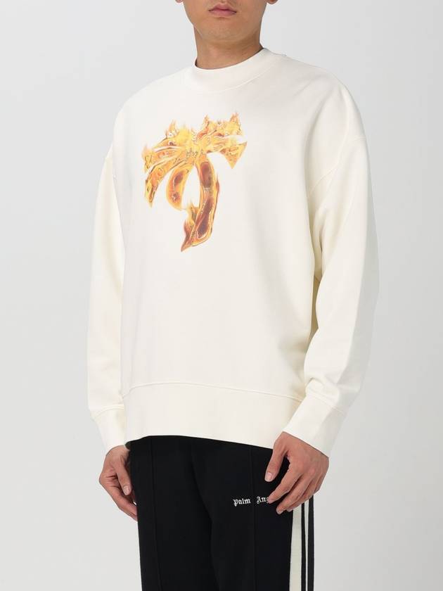 Palm Angels Burning Crew Neck Sweatshirt Off White - PALM ANGELS - BALAAN 4