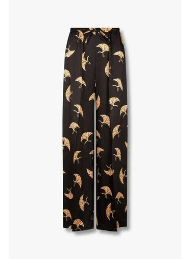 Women s Bird Pattern Silk Banding Pants Black - DRIES VAN NOTEN - BALAAN 1