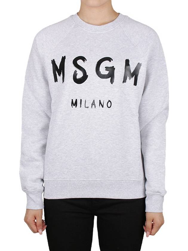 Milano Brushed Logo Print Crew Neck Sweatshirt Grey - MSGM - BALAAN 3