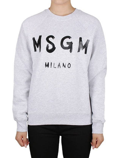 Milano Brushed Logo Print Crew Neck Sweatshirt Grey - MSGM - BALAAN 2