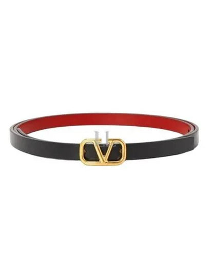 Reversible V Logo Belt Black Red - VALENTINO - BALAAN 2