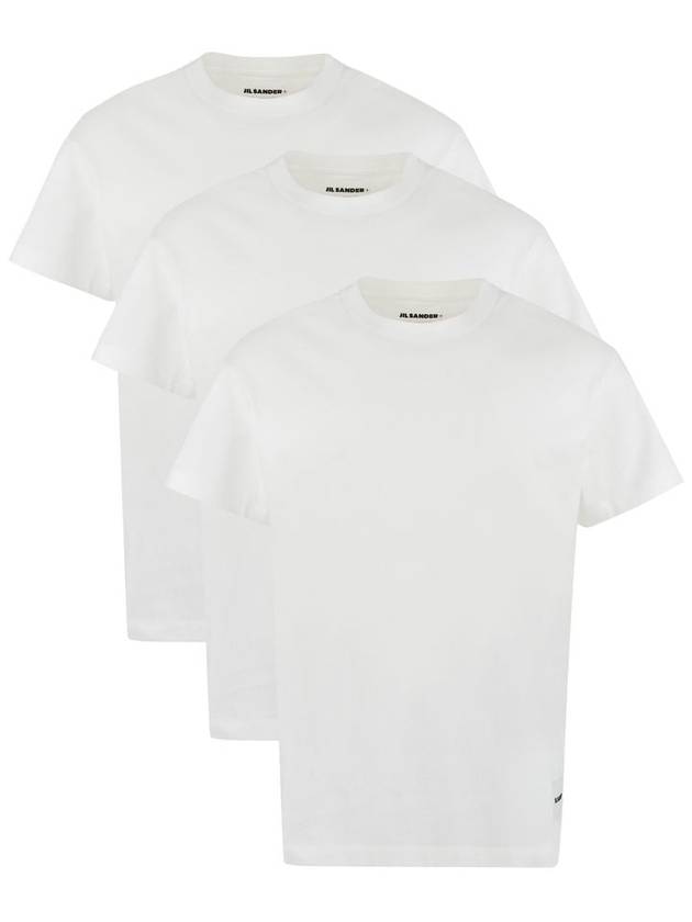 Logo Patch Cotton Short Sleeve T-Shirt 3 Pack White - JIL SANDER - BALAAN 3