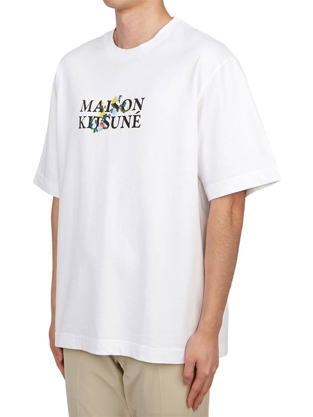 Flowers Oversized Short Sleeve T-Shirt White - MAISON KITSUNE - BALAAN 3