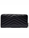 Matelasse Monogram Zipper Long Wallet Black - SAINT LAURENT - BALAAN 4